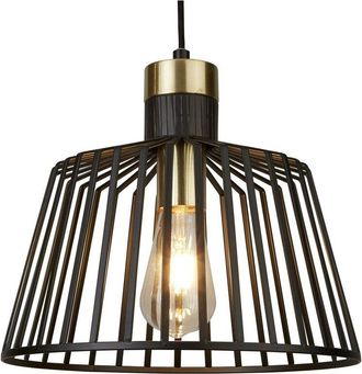 Searchlight Searchlight Bird Cage - 1 Light Cage Ceiling Pendant Antique Brass, Matt Black, E27
