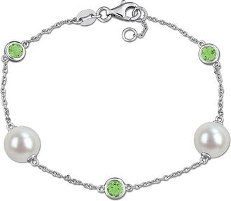 Rina Limor Silver 0.87 Ct. Tw. Gemstone & 8.5-9Mm Pearl Bracelet