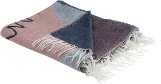 Beliani Manta De Acr&iacute;lico Poli&eacute;ster Multicolor 130 X 170 Cm Patr&oacute;n Floral Flecos Baidi