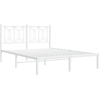 vidaXL Estructura Cama Sin Colch&oacute;n Con Cabecero Metal Blanco 140x200cm Vidaxl