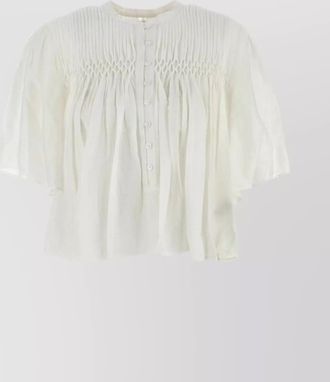 Isabel Marant cotton blend pleated blouse with smocked detail