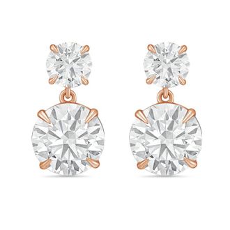 Diana M. Jewels 14KT RG 15.00 Ct TW of Lab grown round diamonds drop earrings