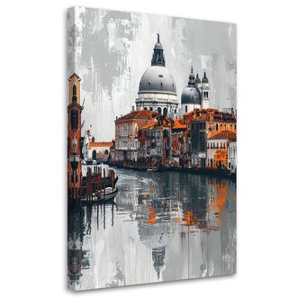 Feeby Cuadro En Lienzo, G&oacute;ndolas En El Canal Veneciano Con La Ciudad De Fondo Efecto Pintura, 70x100