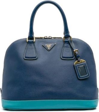 Prada Pre-owned Handbags, female, Blue, Size: ONE SIZE Pre-owned Leather Handbag