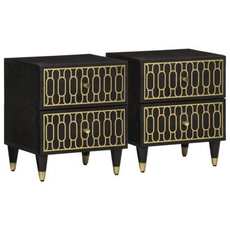 vidaXL Vidaxl - Mesitas De Noche 2 Uds Madera Maciza De Mango 40x33x46 Cm