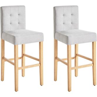 Beliani Set of 2 Bar Chairs MADISON Grey