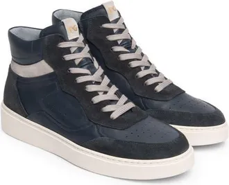 Nero Giardini High Top Retro Leather Sneaker in Navy at Nordstrom, Size 44