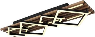 Globo Lighting Lámpara de techo LED semiempotrada integrada de 82 x 31 cm, color negro mate, 5 LED, 3000 K