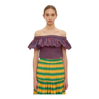 La DoubleJ Riviera Double Love Top - Dames - Blouses & Shirts - Blauw - Maat: S Katoen