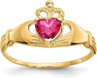 Diamond2Deal 14k Yellow Gold Cubic Zirconia Claddagh Heart Ring
