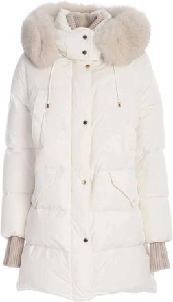 Moorer Waterdichte Lichtgewicht Witte Jas Gemaakt in Itali&euml; - Dames - Winterjassen - Wit - XS - Polyester - Jassen