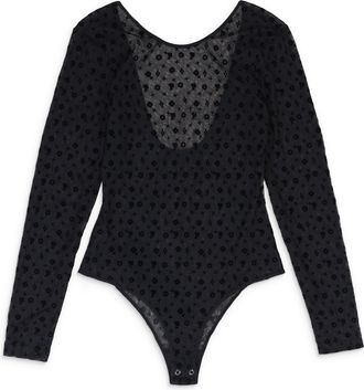 Purple MESH HIGH CUT BLACK BODYSUIT