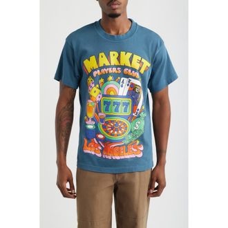 Market Players Club Cotton Graphic T-Shirt in Pebble Blue at Nordstrom, Size Xx-Large