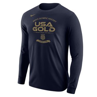 Nike Mens USA Olympic Team 2026 Gold Medal Roster Cotton T-Shirt in Blue | M12333P504USAH-NVY