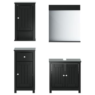 vidaXL Juego De Muebles De Ba&ntilde;o Berg 4 Pzas Madera Maciza Pino Negro Vidaxl
