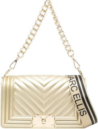 Marc Ellis Shoulder Bags, female, Beige, Size: ONE SIZE Rubber shoulder bag with front logo