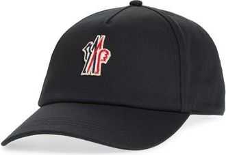 Moncler Logo Patch Cotton Twill Baseball Cap in Black at Nordstrom
