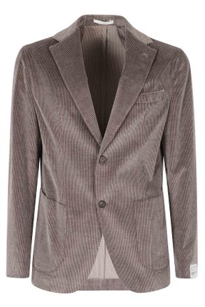 Eleventy Notched Collar Jacket With Corduroy Trim And Patch Pockets