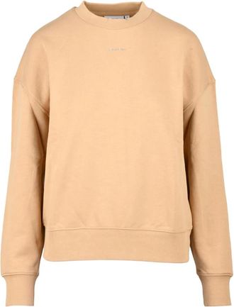 Calvin Klein Felpa - Dames - Sweatshirts - Beige - M - Katoen - Hoodies & sweatvesten