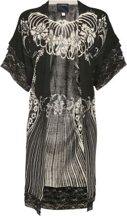 Cavalli Vest met bloemenprint en zijden afwerking - Zwart