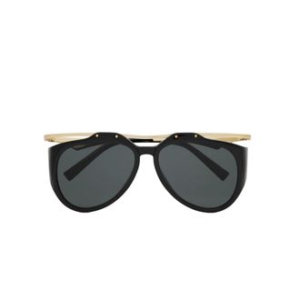 Saint Laurent Aviator Sunglasses Black/Gold Grey Lenses - female - Saint Laurent - Sunglasses - Black - 55 MM - Accessories