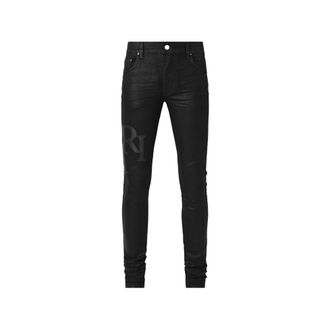 Amiri Waxed Staggered Logo Jeans