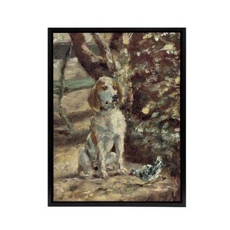 Artery8 The Artists Dog Fleche Framed Canvas Wall Art Print Toulouse Lautrec in Brown | Size: W24 x H32