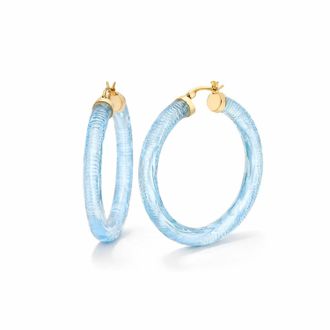 Gold & Honey Womens Instyle Lucite Hoop Earrings In Pastel Blue