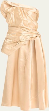 Dries Van Noten Camari Draped Satin High-Low Top