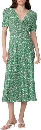 Diane Von F&uuml;rstenberg Molly Floral Midi Dress in Kalamata Mini Indian Green at Nordstrom, Size X-Large