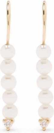 Mizuki 14kt gold Sea of Beauty diamond akoya pearls earrings - women - Diamond/Akoya Pearl/14kt Yellow Gold - One Size