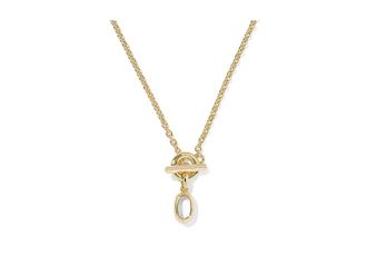 Kendra Scott Minii Elisa Toggle Short Pendant Womens Necklace Womens Necklace Gold Ivory Mother Of Pearl, Brass