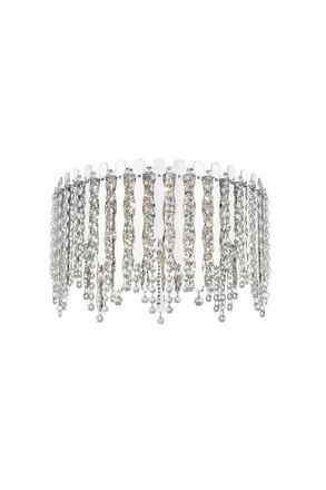 Netlighting Belize 5 Light LED Flush Ceiling Light Chrome Crystal Ceiling Light in Grey