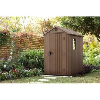 Dmora Dmora - Caseta De Jard&iacute;n Osoyoos, Cobertizo De Jard&iacute;n, Caseta De Jard&iacute;n, Trastero Para Herramientas, 126x185 H205 Cm, Marr&oacute;n