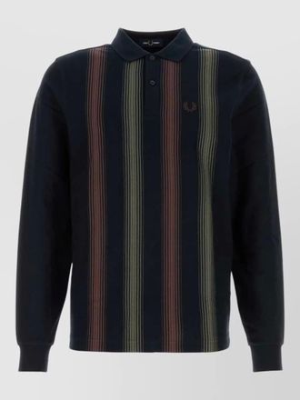 Fred Perry embroidered piquet polo long sleeve stripes
