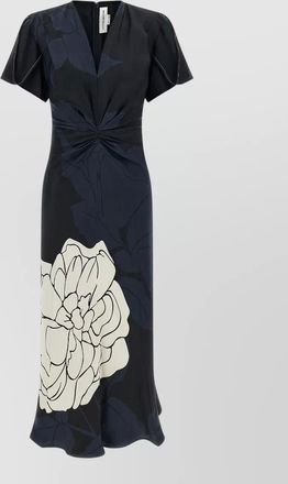 Victoria Beckham v neck midi dress ruched floral