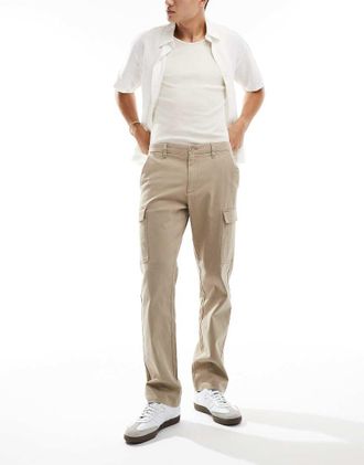 Only & Sons Only & Sons straight fit cargo pants in beige-Brown