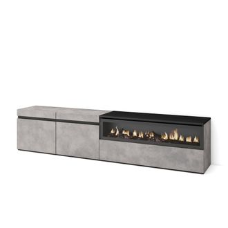 Skraut Home Skraut Home - Mueble Tv, Televisi&oacute;n, Muebles De Sal&oacute;n, Almacenaje, 200x45x35cm, Para Tv Hasta 80, Chimenea El&eacute;ctrica, Estilo Moderno, Gris Cemento