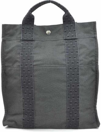 Herm&egrave;s Dark Gray Canvas Backpack (Pre-Owned)