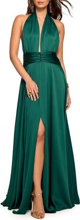 Ramy Brook Jasmine Halter Gown in Deep Emerald at Nordstrom, Size 10