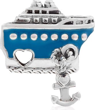 Pandora Cruise Ship Sterling Silver Charm With Blue Enamel