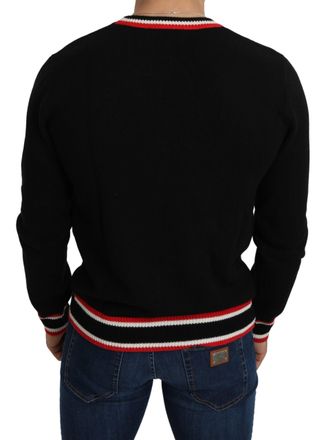 Dolce & Gabbana Mens Crew Neck Cashmere Sweater Black Wool