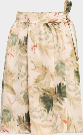 Loro Piana Leah Short Botanical Skirt