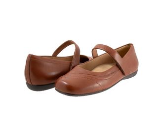 Trotters Sherese Womens Flat Shoes Luggage : 9.5 WW (EE), Leather/Polyester