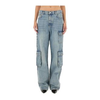 Moschino Relaxed Fit Cargo Broek - Dames - Jeans - Blauw - Maat: W28 Katoen