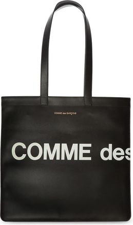 Comme Des Gar&ccedil;ons Huge Logo Tote Bag - Heren - Shoppers - Zwart - ONE Size - Leer - Tassen