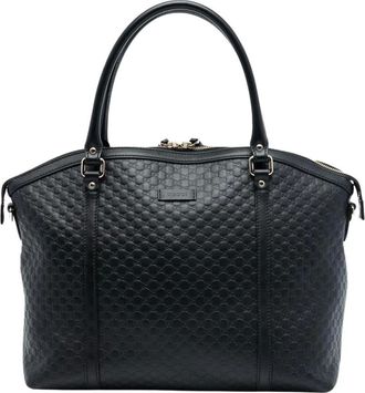 Gucci Pre-owned Handbags, female, Black, Size: ONE SIZE Pre-owned Leather Top Handle Bag