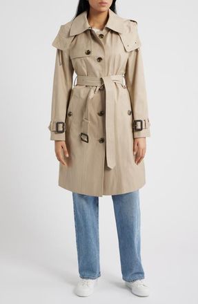 London Fog Water Resistant Belted Trench Coat in Tinted Greige at Nordstrom, Size X-Large