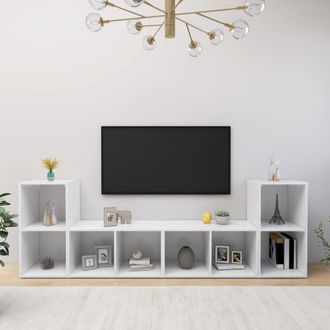 vidaXL Vidaxl - Muebles De Sal&oacute;n 4 Pzas Madera Ingenier&iacute;a Blanco 72x35x36,5 Cm