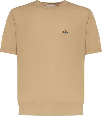 Vivienne Westwood Katoenen T-shirt met ronde hals - Heren - Ronde hals truien - Beige - L - Katoen - Truien & Vesten